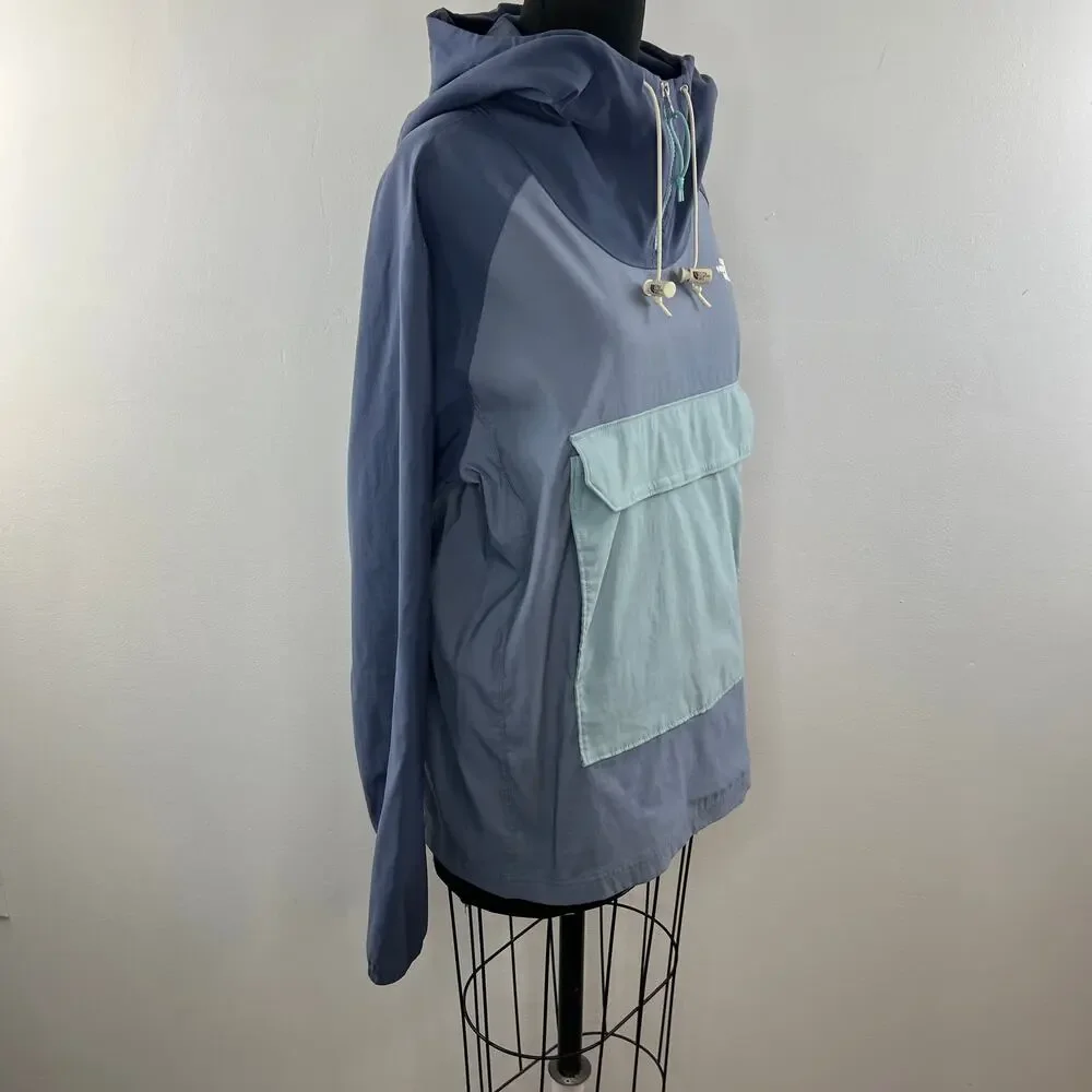 The North Face Blue Gray FANORAK 1/4 Zip Front Pockets Drawstring Jacket Size M